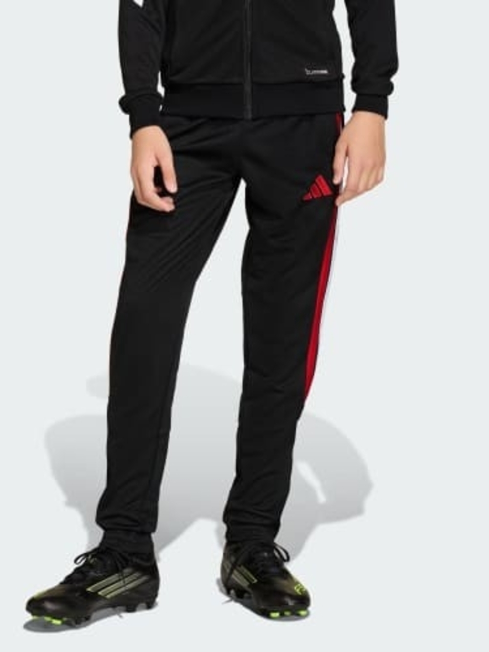 adidas Black Joggers with Red Side Panel and Logo